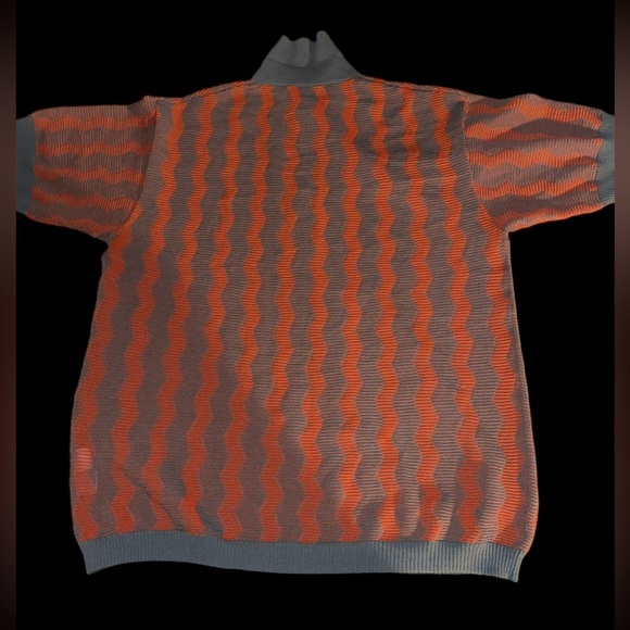 Zara- Men’s Knit Orange/Blue Patterned Collared Shirt- EUC- Sz M- NEVER WORN 💥 - Picture 2 of 6
